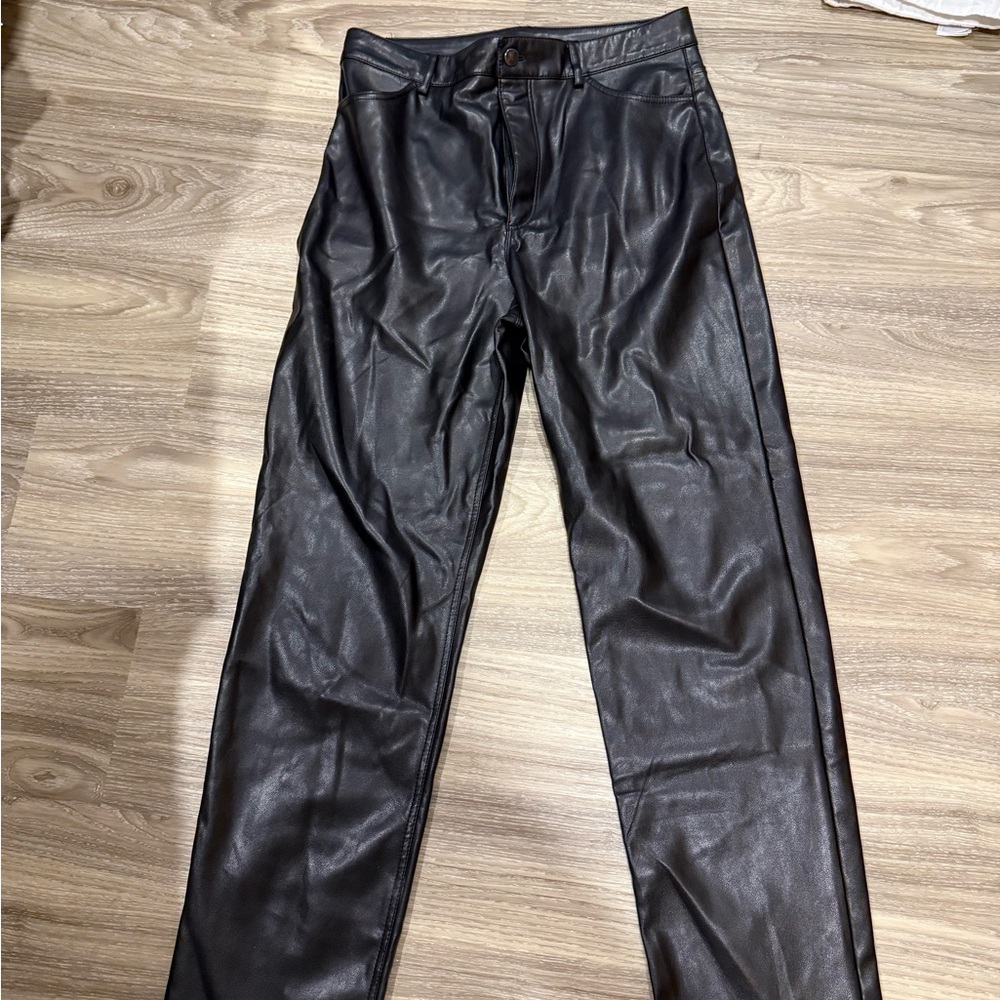 Dynamite Black Faux Leather Trousers